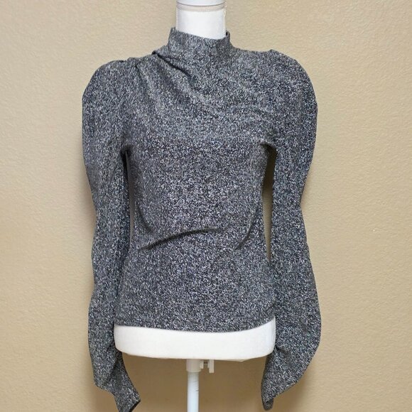 Steve Madden Estella Metallic Puff Shoulder Knit Top - Picture 3 of 16